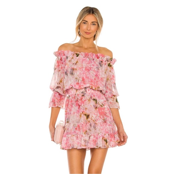 MISA Los Angeles Danae Off-Shoulder Floral Print Dress S - Picture 2 of 5
